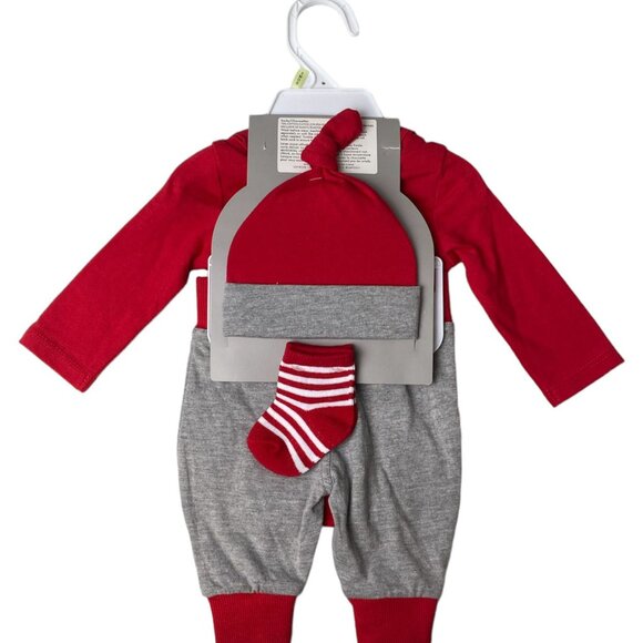 Baby Essentials 4-Piece Set – Red & Grey – Size 3M - Picture 2 of 3